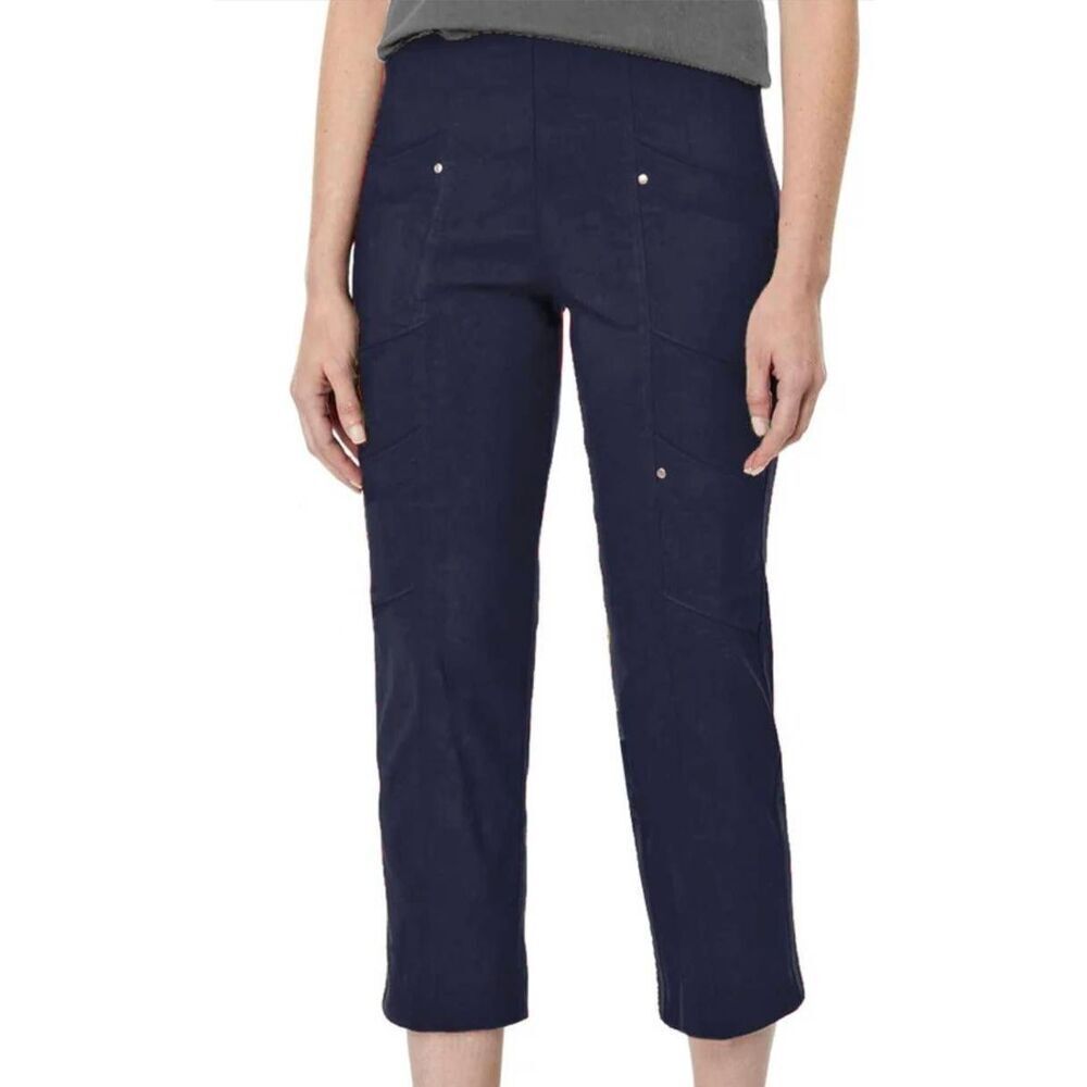 Elliot Lauren Womens Black Pull On Dual Pockets Crop Cargo Pants Size 14